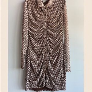 Flower checkered bodycon dress